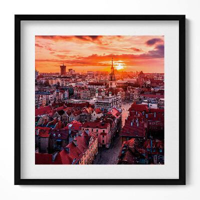 Obraz w drewnianej ramce Poznań - panorama