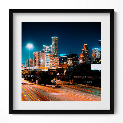 Obraz w drewnianej ramce Miasto nocą Houston