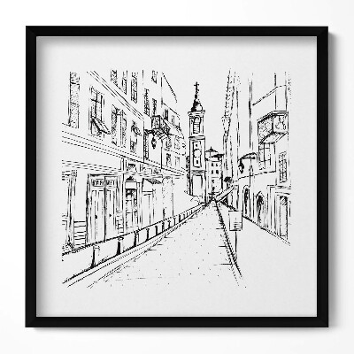 Obraz w drewnianej ramce Rysunek miasta Prowansja