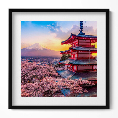 Obraz w drewnianej ramce Japońskie budownictwo