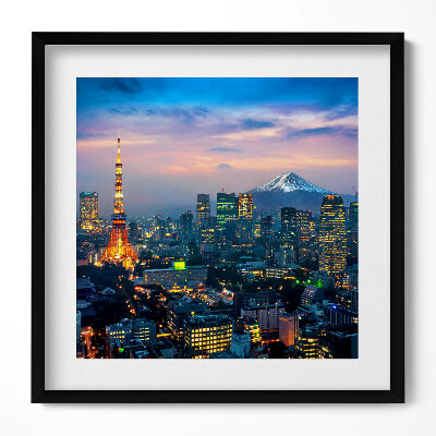 Obraz w drewnianej ramce Miasto nocą