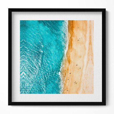 Obraz w drewnianej ramce Morze plaża ludzie