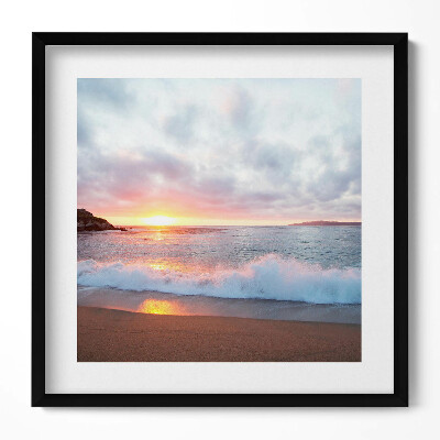 Obraz w drewnianej ramce Morze plaża i zachód słońca