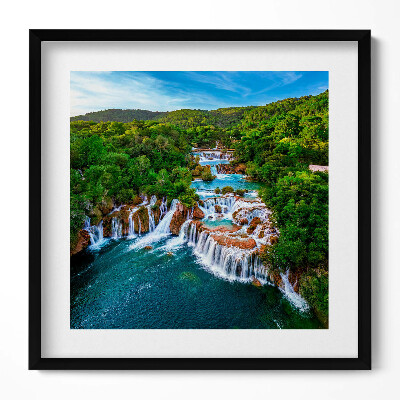Obraz w drewnianej ramce Wodospady i rzeka Krka Chorwacja