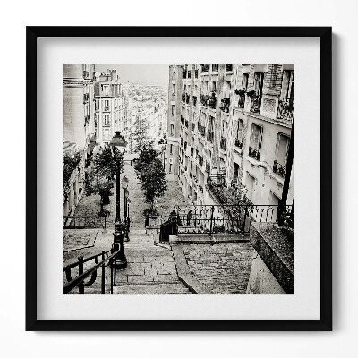 Obraz w drewnianej ramce Czarno-biały widok na miejską uliczkę