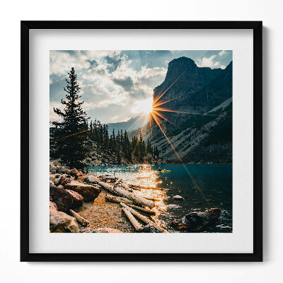 Obraz w drewnianej ramce Pejzaż gór w promieniach słońca