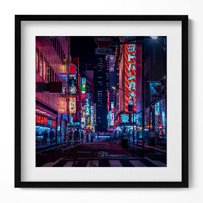 Obraz w drewnianej ramce Azjatyckie miasto nocą