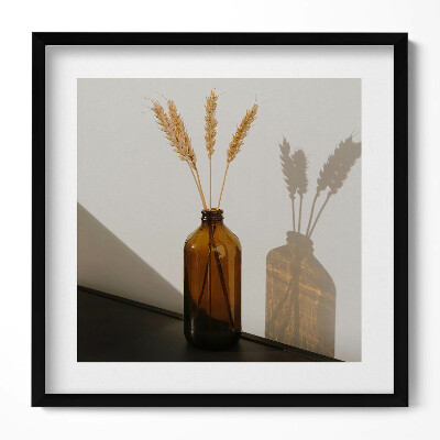 Obraz w drewnianej ramce Boho wazon z kłosami