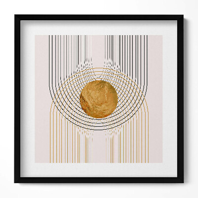 Obraz w drewnianej ramce Boho abstrakcyjne minimalistyczne kształty ze złotem