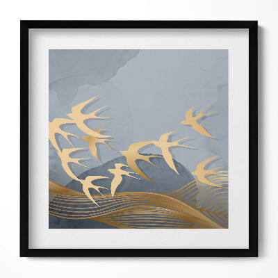 Obraz w drewnianej ramce Ilustracja lecących ptaków