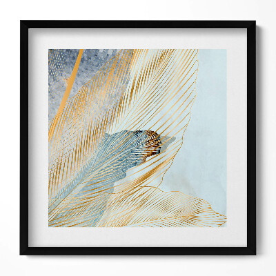 Obraz w drewnianej ramce Glamour liście bananowca ze złotem