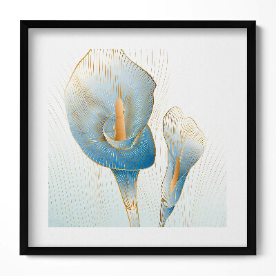 Obraz w drewnianej ramce Ilustracja kwiatów ze złotem