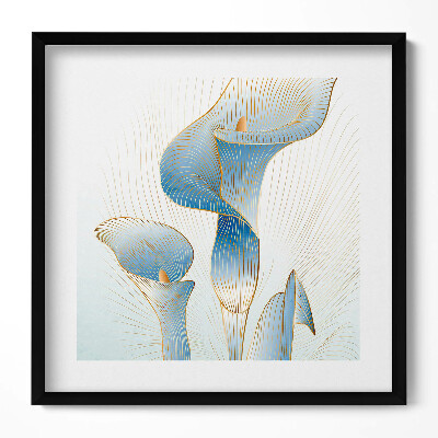 Obraz w drewnianej ramce Ilustracja kwiatów ze złotem