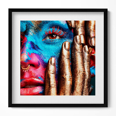 Obraz w drewnianej ramce Sztuka - kolorowa twarz kobiety