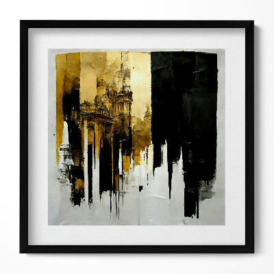 Obraz w drewnianej ramce Abstracyjna sztuka ze złotem