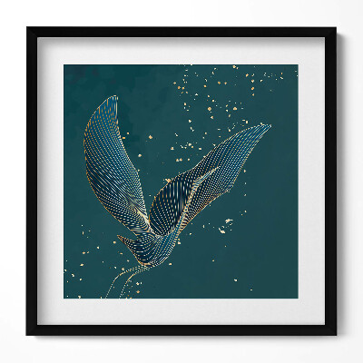 Obraz w drewnianej ramce Abstrakcja żuraw w złocie