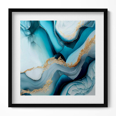 Obraz w drewnianej ramce Płynna tekstura marmuru ze złotem