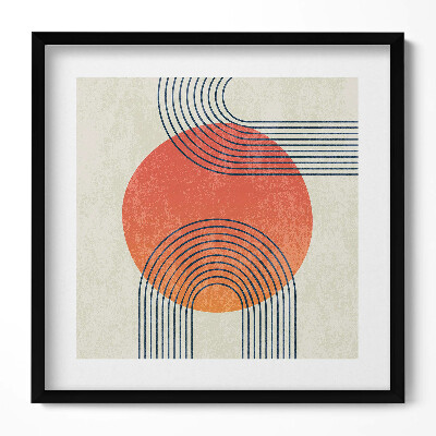 Obraz w drewnianej ramce Sztuka nowoczesna linie i koło