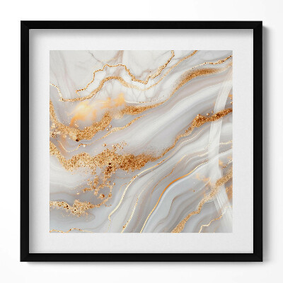 Obraz w drewnianej ramce Tekstura marmuru ze złotem