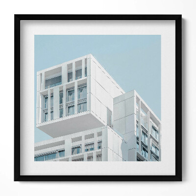 Obraz w drewnianej ramce Biały minimalistyczny budynek architektura