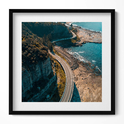 Obraz w drewnianej ramce Nadmorska droga z lotu ptaka