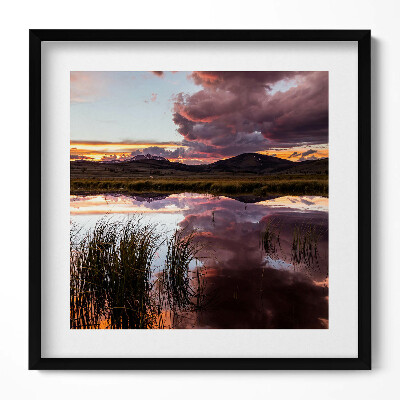 Obraz w drewnianej ramce Chmury nad jeziorem