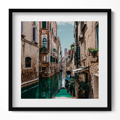 Obraz w drewnianej ramce Gondola w kanale weneckim Włochy