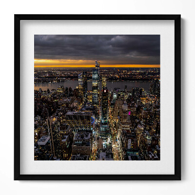 Obraz w drewnianej ramce Architektura miasta z lotu ptaka noc