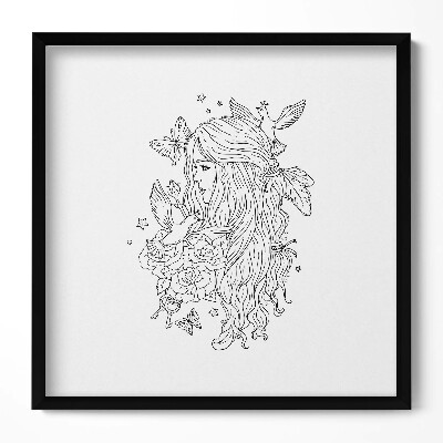 Obraz w drewnianej ramce Ilustracja line art dziewczyny