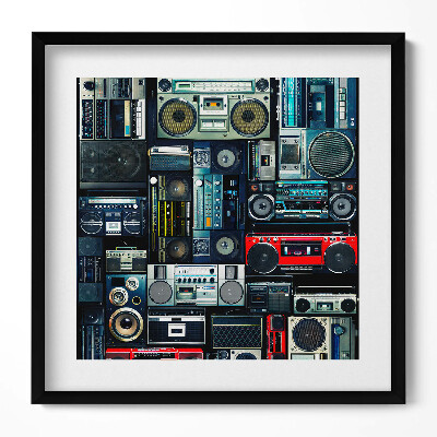 Obraz w drewnianej ramce Muzyka - boombox Vintage
