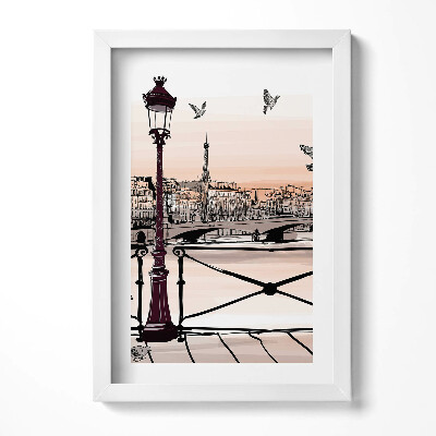 Obraz w ramie Zachód słońca nad Sekwaną