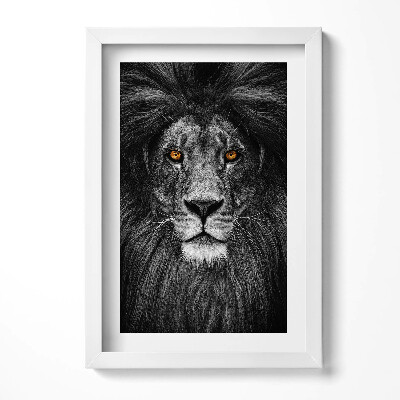 Obraz w ramie Czarno-biała głowa lwa