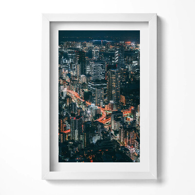 Obraz w ramie Miasto nocą z lotu ptaka