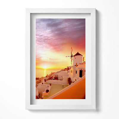 Obraz w ramie Santorini ze starym wiatrakiem
