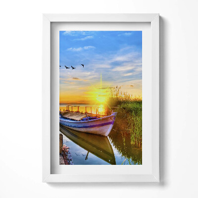 Obraz w ramie Widok na jezioro i zachód słońca