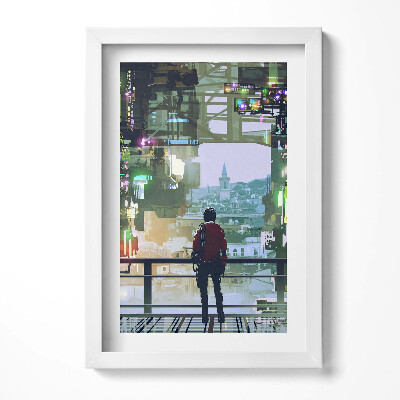 Obraz w ramie Miasto Cyber Punk