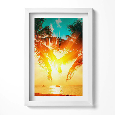 Obraz w ramie Wakacyjny widok - palmy o zachodzie słońca