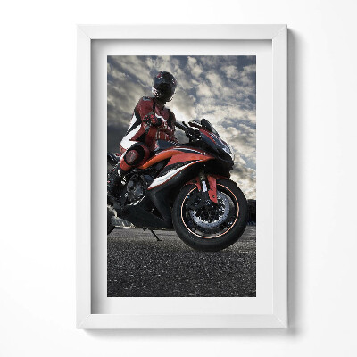 Obraz w ramie Mężczyzna na motorze