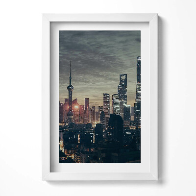 Obraz w ramie Panorama Shanghai nocą