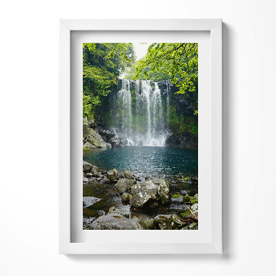 Obraz w ramie Wodospad i rzeka wśród drzew