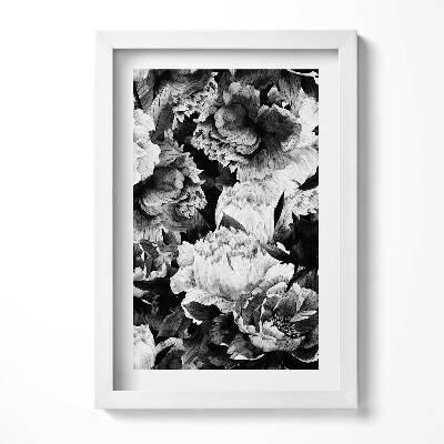 Obraz w ramie Czarno-białe kwiaty piwonie