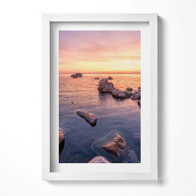 Obraz w ramie Romantyczny pejzaż morza o zachodzie słońca