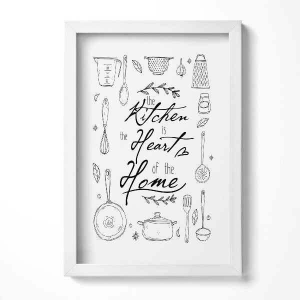 Obraz w ramie Napis do kuchni "The kitchen is the heart of the home"