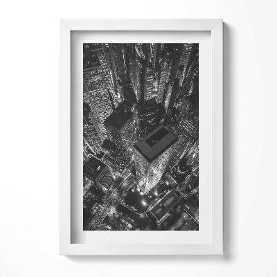 Obraz w ramie Wielkie miasto nocą z lotu ptaka