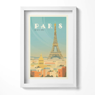 Obraz w ramie Ilustracja Paryża i wieży Eiffla