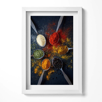 Obraz w ramie Łyżki z kolorowymi przyprawami do kuchni