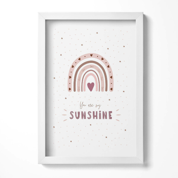 Obraz w ramie Urocza ilustracja tęczy i napis "You are my sunshine"