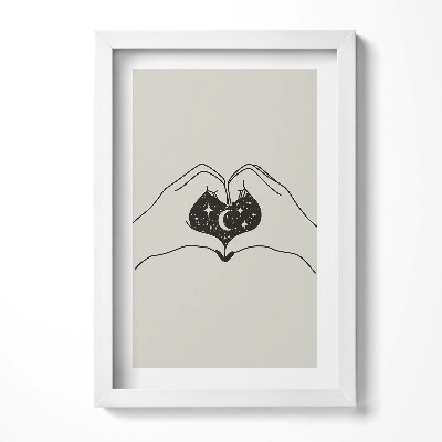 Obraz w ramie Serce z dłoni i kosmos - ilustracja