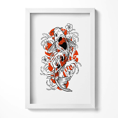 Obraz w ramie Ilusracja ryby Koi w stylu Japońskim