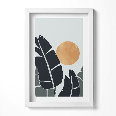 Obraz w ramie Minimalistyczne rośliny i słońce w stylu boho